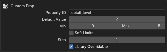 Integer custom property settings