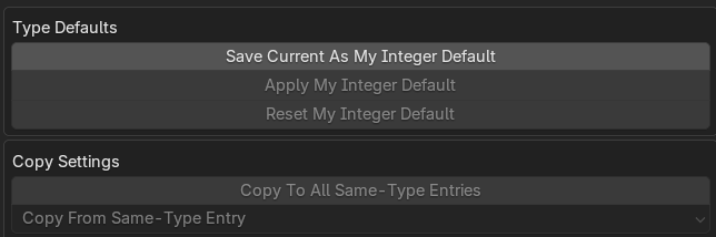 Type defaults and copy settings
