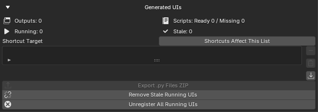 Generated UIs list with status counts and cleanup tools