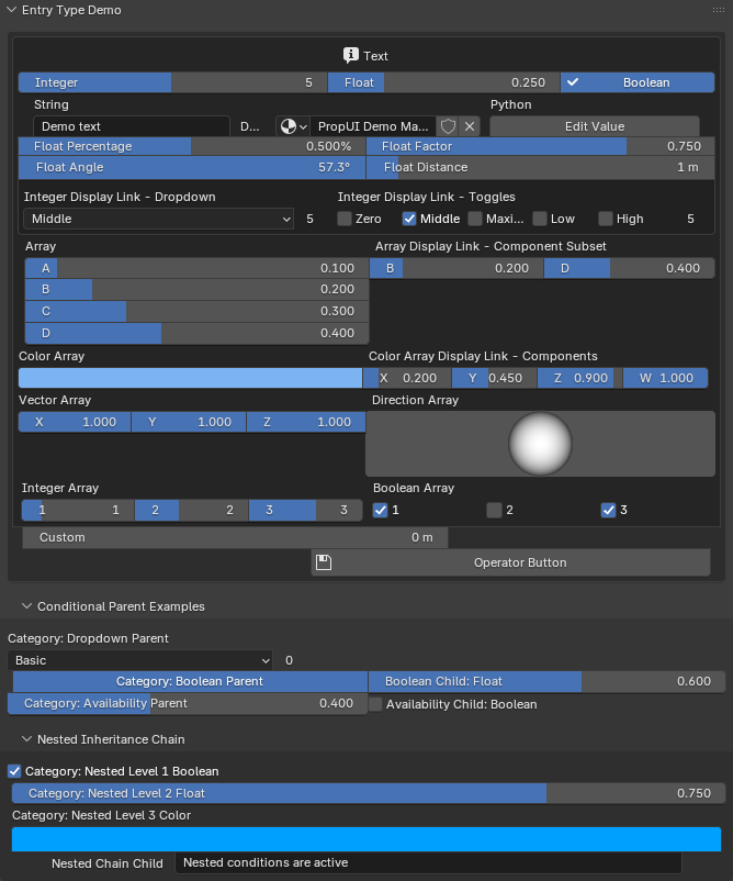 A generated PropUI panel running in the sidebar