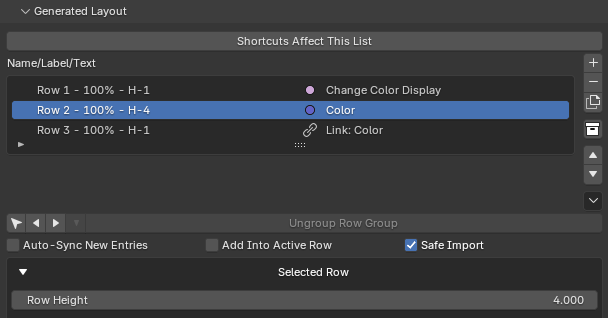 Generated Layout: boolean, then the color entry, then the Display Link beneath it