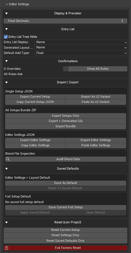 The full Editor Settings panel